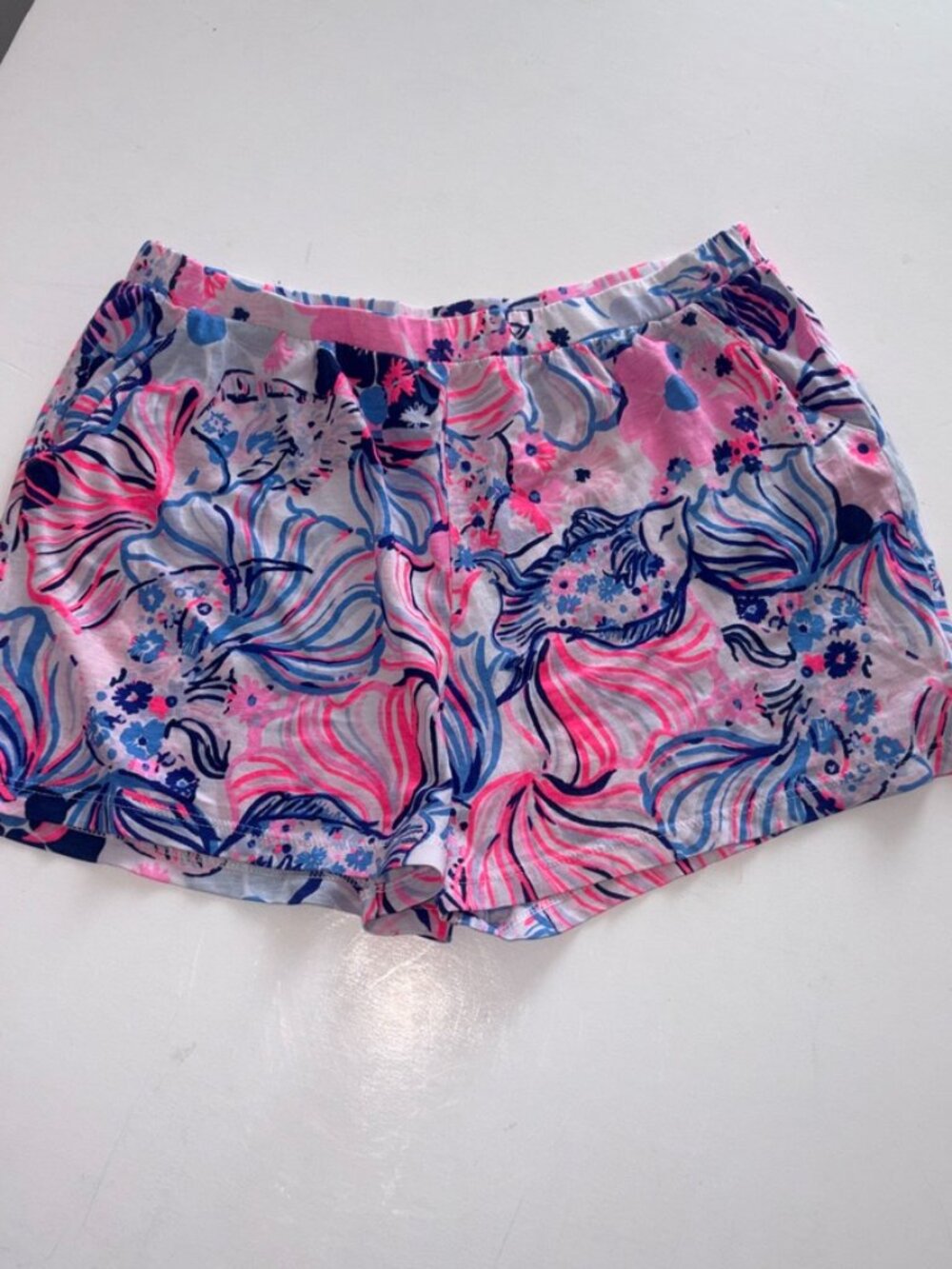 Girls' Lilly Pulitzer Knit Pull On Shorts Pink Blue Preppy Nautical XL (12-14) - Picture 2 of 10